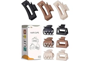 ZUFIO 3 stylowe klipsy do włosów, 9 szt., średnie klipsy, małe spinki do włosów dla kobiet, prostokątne klipsy do cienkich włosów, kwadratowe spinki do włosów dla cienkich, akcesoria do włosów dla kobiet,