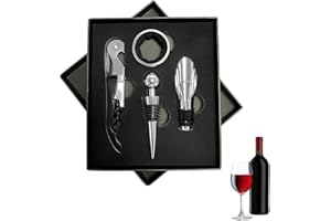 Helweet Sacacorchos Set, Set de Accesorios para Vino, Kit de Abrebotellas de Vino, Abridor de Botellas de Vino, Juego de Abridor de Vino 4 En 1, con Sacacorchos Vino, Tapón de Vino, Vertedor Vino