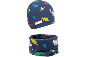 FORUHOO Girls' Hat Set with Scarf Children's Beanie for Autumn Winter Cotton Pack of 2