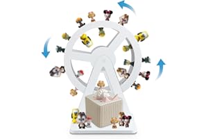 Pinkunn Ferris Wheel Shelf Compatible with Tonies 360° Magnetic Floating Shelves Wooden Magnetic Shelf Compatible with Tonie Box and Figures Storage Hold 50-70 Character for Room Decor(White)