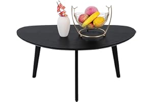 PHOENANCEE Solid Oak Table Legs, Low Oval Coffee Table, Mid Century Modern Coffee Tables, Centre Table For Living Room, Small Space, 85CM(Rustic Black)