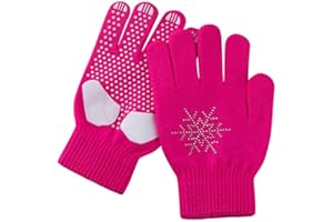 Hovershoes Gants de Patinage Artistique Gants de Patinage sur Glace Gants Antidérapants avec Strass Flocons de Neige pour Compétition Entraînement Mitaine Chaude Hiver