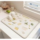 HomeCloud Dish Drying Mat for Kitchen Counter Hide Stain Super Absorbent, Non-Slip, Heat-Resistant, Great for Dishes,Rack Pad