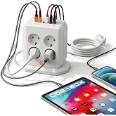 Jouis Dik Priz Kulesi Vertical Smart Power Socket - Akım Korumalı, 2500W &Ccedil;oklu Priz &Ccedil;oklayıcı, 8 EU Priz Girişi ve 4 USB ve 2