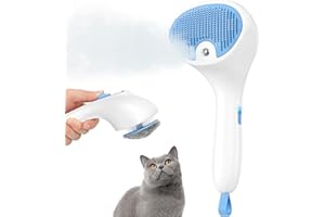 Euqvunn Brosse Vapeur pour Chat avec Bouton de Déverrouillage, [Design Ultra-Silencieux/Poignée Confortable] Brosse Chat Vapeur Brosse Chien Vapeur Rechargeable pour Chats, Chiens, Lapins