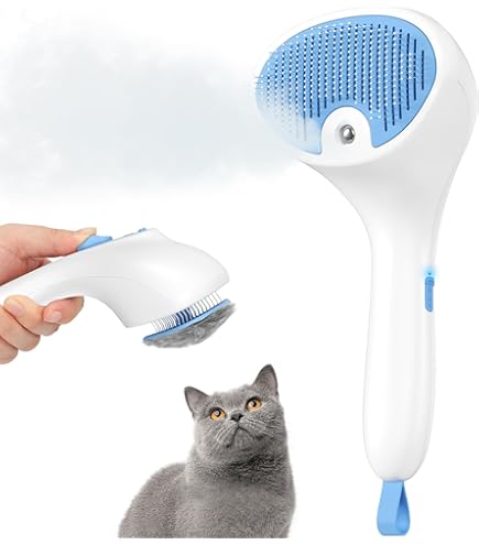 MeLtor Huisdierdroger, 4-in-1 draagbare stoomborstel, 3 warmtestanden, zelfreinigend, blauw, ABS-materiaal, 300 W, 240 V, 3 snelheden, voor alle huisdieren