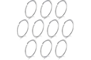 Crdifu 10pcs 20 Gauge Nariz anillo aro 8mm de acero inoxidable nariz falsa labio Helix Tragus cartílago anillo de aro joyería