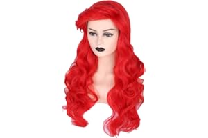 Topcosplay Peluca para mujer, Peluca Roja Larga Peluca Ondulada Rizada para Disfraz de Halloween, Cosplay