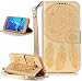 Produktbild Roreikes Schutzhülle für Samsung Galaxy J5 ( 2015)‘’ 5.0 zoll SM-J500F, Campanula Muster Prägung Ledertasche Slim Retro PU Leder Bookstyle Handyhülle Tasche Flip Wallet Case mit Strap Portable Handytasche Anti-Scratch Shell Cash Pouch ID Card Slot Magnetverschluss Etui Soft Silikon für Samsung Galaxy J5 ( 2015)‘’ 5.0 zoll SM-J500F - Feder Campanula:Gelb