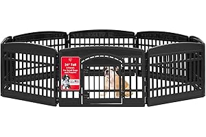 Iris Ohyama Parque para Perros con 8 Paneles, H60cm, Negro, Puerta Cerradura, Jaula Gatos, Vallas, Corralito, para para Interiores, Exteriores, Conejo, Cercado, Corral Perro, CI-608E
