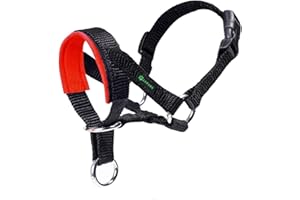 ILEPARK Dog Head Collar with Padded Fabric, Head Harness for Dogs, Anti pulling Head Halter Collar, Adjustable and Easily Control (M,Red)