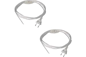 HALOTEC | Pack 2 Cavo di Alimentazione 1,5m Trasparenti | Con Spina e Interruttore | Fabbricato in Italia | Massima Qualità