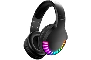 HOOPOND Wireless Bluetooth Headset Over Ear, Hi-Fi Stereo 5.1 channel, RGB LED Horse Race Backlit, 1000 mAh Rechargeable Lightweight Gaming Headset With Microphone, for PC/Ipad- Black