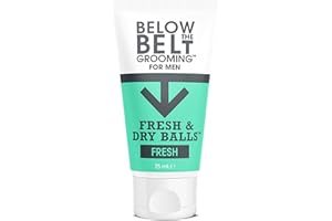 BELOW THE BELT GROOMING Pielęgnacja Below The Belt Fresh & Dry Ball, Dezodorant Intymny i Krem Przeciw Trądzikowi dla Mężczyzn, Ochrona przed Potem, Zapachem i Otarciem, Świeży Zapach, 75ml