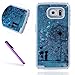Produktbild Samsung Galaxy S7 Edge Hülle,Samsung Galaxy S7 Edge Case,Galaxy S7 Edge Hülle,EMAXELERS 3D Kreative Silber Blau Liquid Fließen Flüssig Transparent Bling Hart PC Hardcase Hüllen Case Cute Rosa Herz Löwenzahn Tier Blumen Muster Serie Dynamisch Treibsand Flüssige Fließend Glitzer Shiny Glanz Sparkle Clear Hart Plastik Tasche Kristall Handytasche Hülle Etui Case Cover Für Samsung Galaxy S7 Edge,Blue Liquid-Lover Dandelions