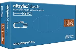 MERCATOR MEDICAL Gants nitrile bleus NITRYLEX CLASSIC, taille : XL - 1000 pieces, Gants jetables, non poudrés, texturés au bout des doigts, sans latex, Gants nitrile