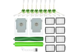 VIRSHX BATT 21 Pièces Accessoires Kits de Rechange pour iRobot Roomba E I & J Series E5 E6 E7 i3+ i4+ i6+ i7 i7+ i8+ Aspirateur Filtre Brosses Latérales Brosse en Caoutchouc Sacs à Poussière
