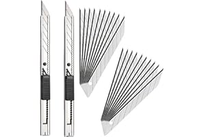 Gebildet 2pcs Rechte und Linke Hand Edelstahl Cuttermesser mit 20pcs 9mm Abbrechklingen / 30 Grad Folienmesser/Profi Teppichmesser/Grafikmesser/optimal für Folien,Tapete, Bastelarbeiten, Kartons