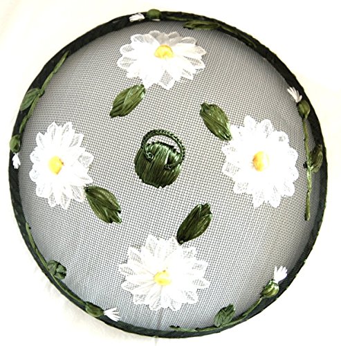 Entzückende Abdeckhaube "Gänseblümchen" - Mesh mit Stickerei aus Bast - Durchmesser 30 cm