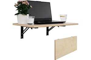 CAWI Mesa plegable de pared estable de madera maciza: ahorra espacio, mesa de cocina plegable y escritorio flotante, mesa plegable de MDF laminado