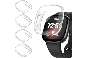 [4 sztuki] Kamita ochronne etui kompatybilne z Fitbit Versa 4/Sense 2, miękkie etui na zegarek z pełnym pokryciem TPU osłona ekranu osłona ogólne etui ochronne do Versa4 / Sense2 (przezroczyste x 4)