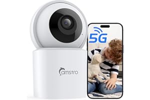 CAMSTRO 3K Überwachungskamera Innen, 360° WLAN Kamera für die Sicherheit zu Hause, 2,4/5GHz WLAN Schwenken/Neigen, Nachtsicht, Zwei-Wege-Audio, SD-/Cloud-Speicher, Funktioniert mit Alexa