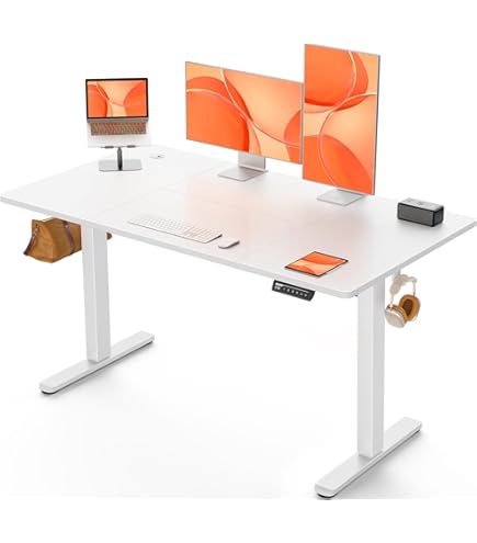 CLaiks Elektrisch In Hoogte Verstelbaar Bureau, 3 Geheugenknoppen en 2 Haken, Groot Antibotsingssysteem,Geschikt Voor Studeerkamers, Kantoren, Kunstateliers en Muziekkamers, (Zwart, 140x70 cm