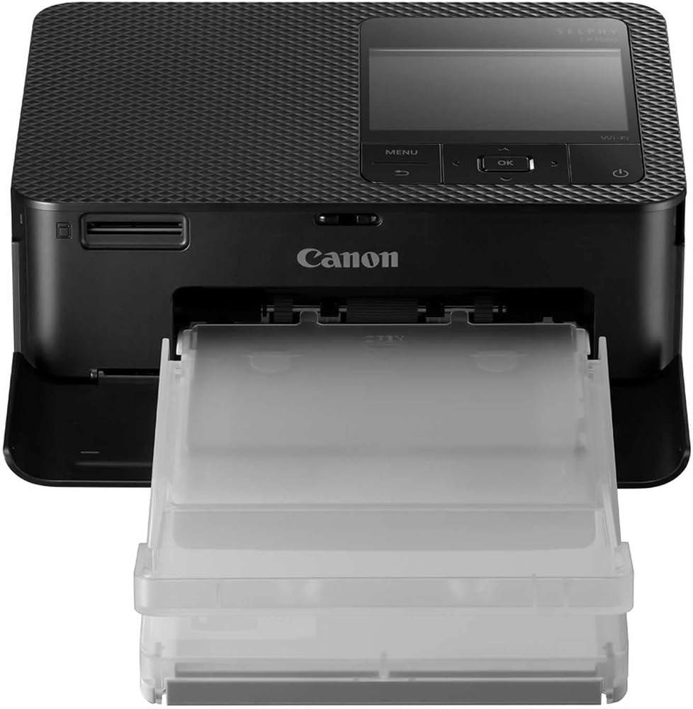 Canon SELPHY CP1500 Siyah Fotoğraf Baskı Cihazı | Kolay kurulum ve kullanım. Kenarlıksız fotoğraflar için termal süblimasyon baskı, akıllı telefon ve kameradan WLAN baskı