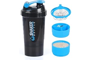 XTKS Eiweiß Shaker,Protein Shaker Flasche mit Mixer,Auslaufsicherer Trinkflasche für Protein Shakes,Tragbarer Shaker Proteinshake mit Aufbewahrung