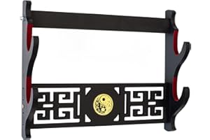 FOXSMZZ Porta spada Katana staffa da parete Samurai Spada Telaio Display Frame Red Velluto China Tai Chi Style (2 strati)