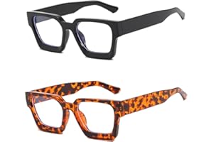 Durdiiy 2 Pieces Blue Light Blocking Glasses for Women Men Computer Gaming Glasses Screen Blue Filter Square Fashion Blue Light Glasses Eyewear Frame, Anti Eyestrain, Anti Glare, Headache
