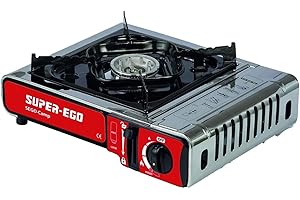 Cocina portátil de gas butano SUPER-EGO para camping. Incluye hornillo de gas, maletín de transporte y boli destornillador de regalo. Adaptada a la nueva norma EN-17476. NO INCLUYE CARTUCHO DE GAS