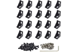 Iverntech Lot de 20 raccords de plaque de connexion avec 40 écrous en T M5 + 40 vis M5 + 1 clé pour profilé d'aluminium extrudé standard avec fente 2020 de 6 mm