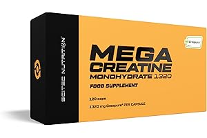 ‎SCITEC NUTRITION Scitec Nutrition Mega Creatine Monohydrate 1320 - Zaawansowana formuła kapsułek dla poprawy wyników sportowych - Najbardziej przebadana kreatyna, 120 kapsułek