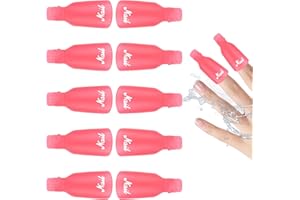 LOPHE OPHE Klipsy do usuwania lakieru do paznokci, akrylowe, do usuwania lakieru żelowego, do usuwania lakieru żelowego, nasączania, manicure, akrylowe, narzędzie do owijania paznokci, różowo-czerwone, 10