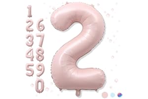 FROOVA 40 Inch 2 Balloon Number, Large Dusty Baby Pink Foil Number 2 Balloons Birthday Party Decor, Light Blush Matte Pink Mylar Helium Self Inflating Two Balloon for Girl 2nd Birthday Baby Shower Decoration