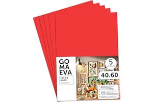 Plaques de Mousse EVA Colorées 40x60cm, Feuilles de Mousse à Découper, Papier Mousse Pailleté, Idéal pour Loisirs Créatifs, Scrapbooking, École ou Activités Manuelles m-office (Rouge, 5 uds)