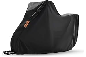 Flymer Waterproof Motorcycle Covers with Lock Holes, 420D Oxford Heavy Duty Motorbike Storage, Moped Scooter Cover with Reflective Strips, Black (245x105x125cm)