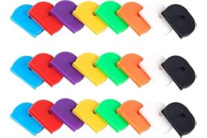 MXOQJE 24 Pcs Key Covers, Key Caps Tags Covers, Plastic Identifier Key Rings Label ID Colors Key Identifier Tag Covers, for Standard Flat House Keys