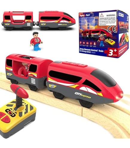 LiRiQi Elektrische op afstand bestuurde trein voor kinderen, stoom met licht en geluiden, houten baan, speelgoed, op batterijen werkende locomotief, railpassagiers compatibel met Thomas, Brio