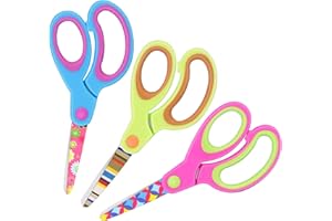 Vutyvve Ciseaux pour enfants, lames en acier inoxydable, poignées souples, set de 3 paires rose, bleu, vert fruit