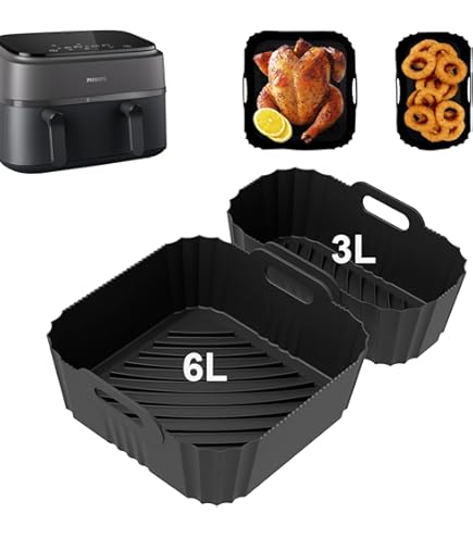 300 Stück Airfryer Backpapier für Philips Dual Basket Airfryer 3000 Series 9L(6L/3L), 5000 Series 9L(6L/3L), Backpapier für Heißluftfritteuse Philips NA350/00 NA550/00, Cookwise 2 kammern 9L(3L&6L