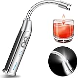 Powerole Encendedor Electrico con Linterna, Luz de Arco Eléctrico, Pantalla LED, USB, Recargable, con Tubo Flexible de 360° p