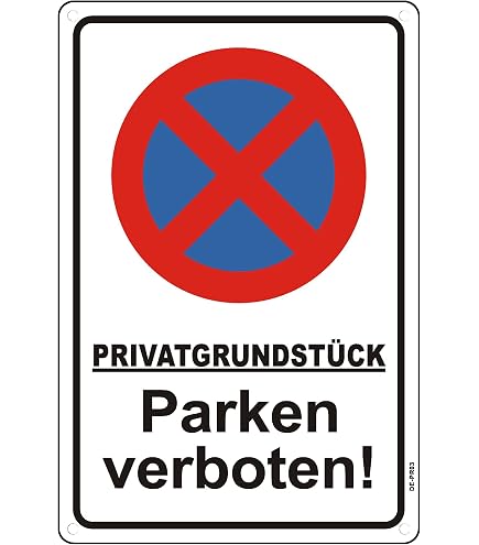4x Aufkleber 'Parken Verboten Ausfahrt' – Leuchtend, Achteckig, 20x20 Cm, Für Privatparkplatz
