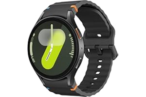 MoKo Bracelet Sport Compatible avec Samsung Galaxy Watch 7 FE 6 5 4 40mm 44mm/Watch 6 Classic 43mm 47mm/4 Classic 42mm 46mm/5 Pro 45mm, Bracelet en Silicone Souple pour Femme Homme, Noir