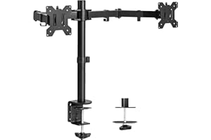 VIVO Dual Monitor Desk Mount, Heavy Duty Fully Adjustable Steel Stand, Holds 2 Computer Screens up to 30 inches and Max 10 kg each, Black, STAND-V002