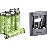 Amazon Basics AAA High-Capacity Rechargeable Batteries, (8-Pack) Pre-charged (Appearance may vary) & Overnight USB Charger - 