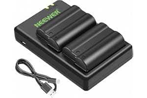 NEEWER EN-EL15 Batteria di Ricambio e Charger Set Compatibile con Nikon Z5, Z6, Z6 II, Z7, Z7II, D780, D850, D7500, D750, D800, D7000, D7100, D7200 Batterie (2 Pack, Micro USB Port, 2100mAh)