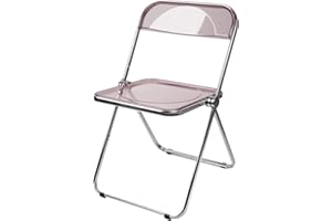 WILLONIN Transparent Chaise Pliante pour Banquet Conférence Fête - Fort Obuste Cadre Métal Acrylique Balcon Bains De Soleil Empilable, Stable Et Léger (Rose Cerise)