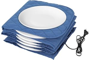 Ollewiellan Tellerwärmer Elektrischer XXL für 12 Teller (bis 32cm) - 200W– 74 °C, waschbarer Bezug, schnelle Erwärmung in 10 Min, Überhitzungsschutz - tellerwärmer gastro, küche (Blau)